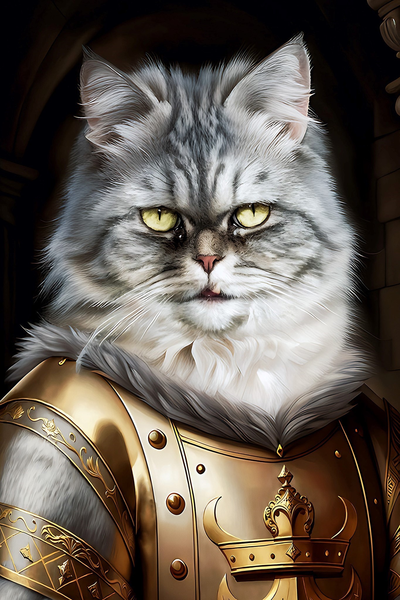 Knight cat portrait